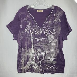 Vintage T-shirt Blue Canyon Clothing Purple XLarge Y2K Baby Tee Paris Graphic